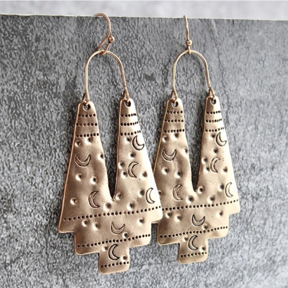 Moon Stamped Dangle Earrings - Picture 5 of 5